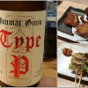 頂で頂いた日本酒と焼き物、唐揚げ